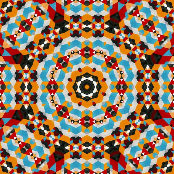 Abstraktní Barevné Šestiúhelník Čtverec Geometrické Bezešvé Vzor Symetrické Kaleidoskop Módy — Stock fotografie