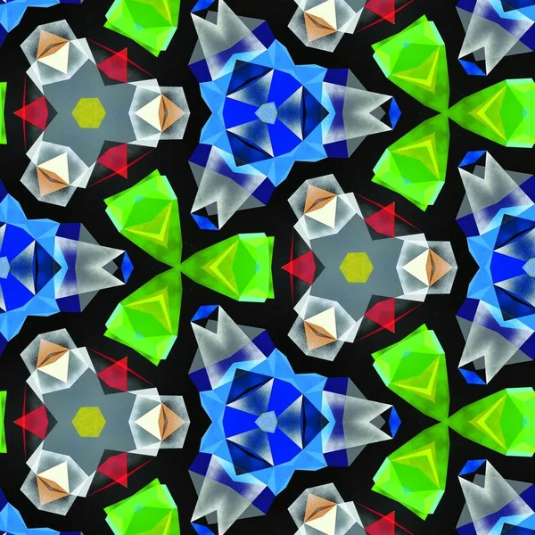 Abstrakte Bunte Sechseck Quadrat Geometrische Nahtlose Muster Symmetrisches Kaleidoskop Mode — Stockfoto