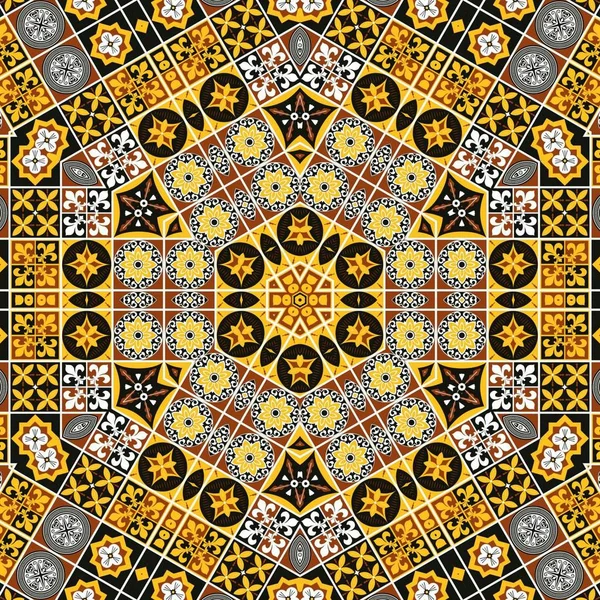 Abstract Colorful Hexagon Square Geometric Seamless Pattern Symmetric Kaleidoscope Fashion — Stock Photo, Image