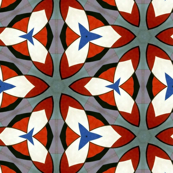 Abstrakt Farverige Sekskant Firkantet Geometrisk Sømløse Mønster Symmetrisk Kalejdoskop Mode - Stock-foto