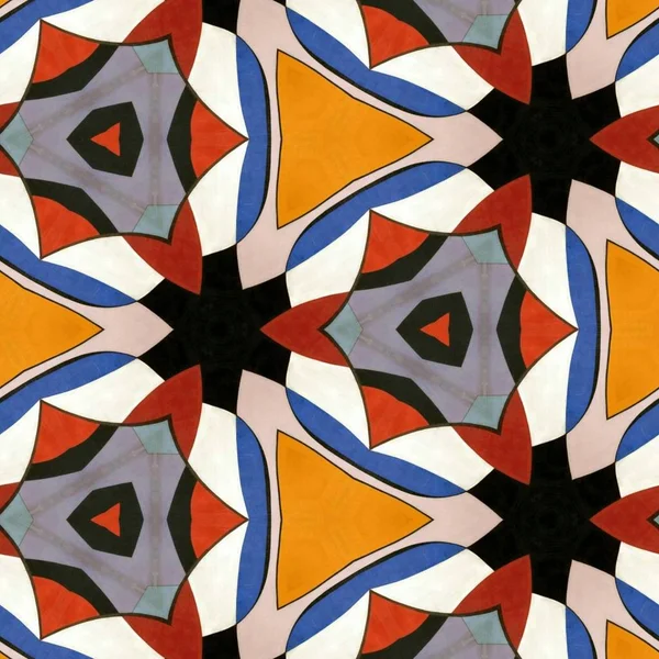 Abstraktní Barevné Šestiúhelník Čtverec Geometrické Bezešvé Vzor Symetrické Kaleidoskop Módy — Stock fotografie