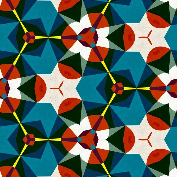 彩色六边形几何无缝图案对称万花筒时尚 — 图库照片
