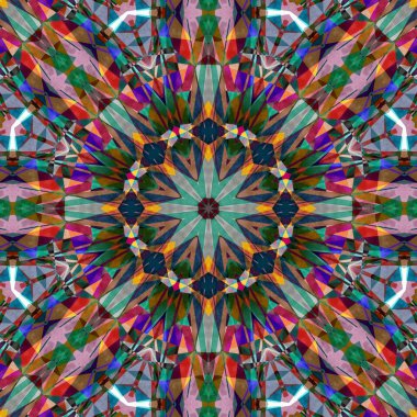 soyut renkli altıgen kare geometrik dikişsiz desen simetrik kaleydoskop moda, tasarım 