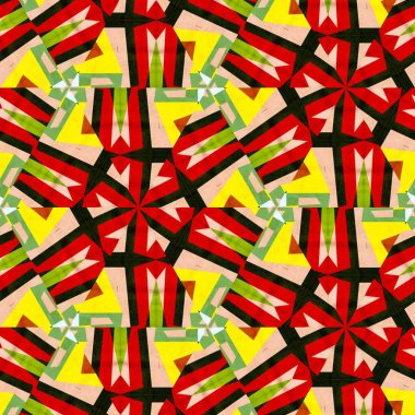 soyut renkli altıgen kare geometrik dikişsiz desen simetrik kaleydoskop moda, tasarım 