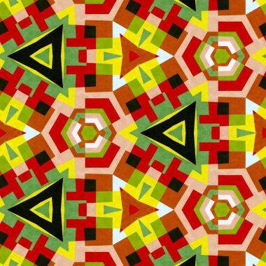 soyut renkli altıgen kare geometrik dikişsiz desen simetrik kaleydoskop moda, tasarım 