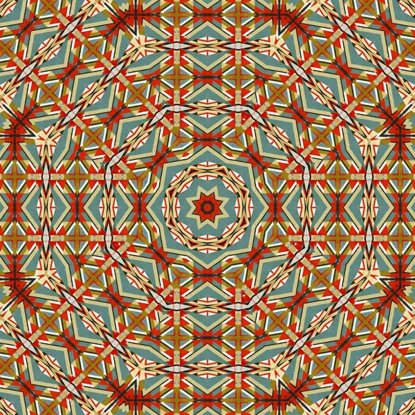 Abstract Kleurrijke Zeshoek Vierkante Geometrische Naadloze Patroon Symmetrische Caleidoscoop Mode — Stockfoto