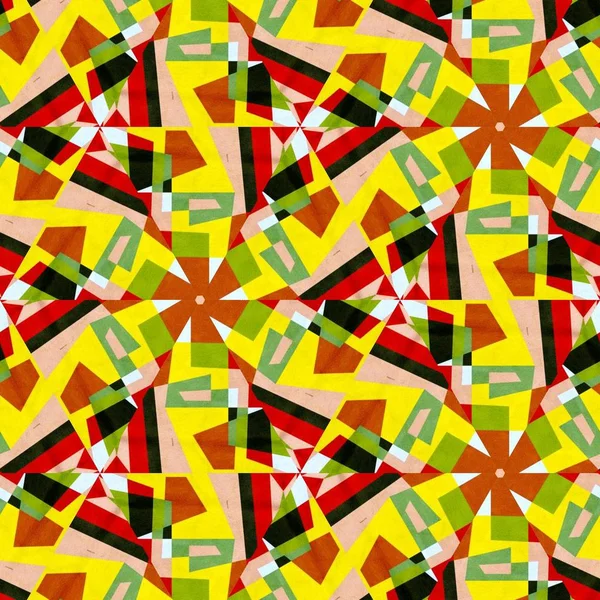 Abstrakte Bunte Sechseck Quadrat Geometrische Nahtlose Muster Symmetrisches Kaleidoskop Mode — Stockfoto