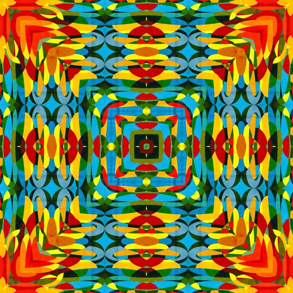 Abstrakte Bunte Sechseck Quadrat Geometrische Nahtlose Muster Symmetrisches Kaleidoskop Mode — Stockfoto