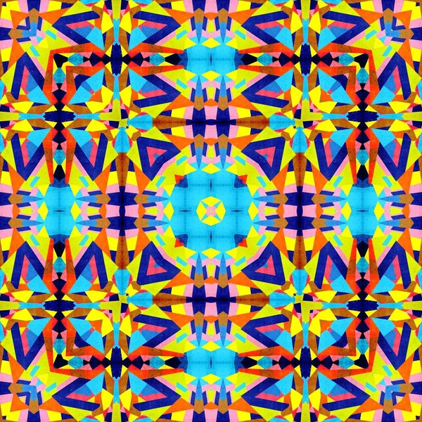 Abstrakte Bunte Sechseck Quadrat Geometrische Nahtlose Muster Symmetrisches Kaleidoskop Mode — Stockfoto