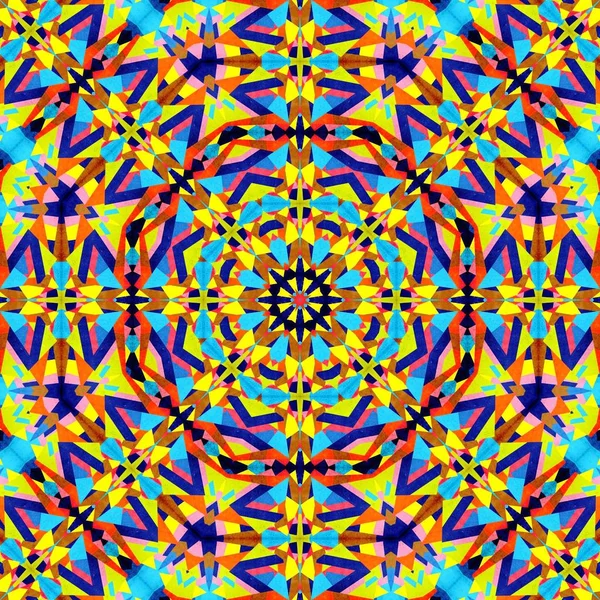 Abstrakte Bunte Sechseck Quadrat Geometrische Nahtlose Muster Symmetrisches Kaleidoskop Mode — Stockfoto