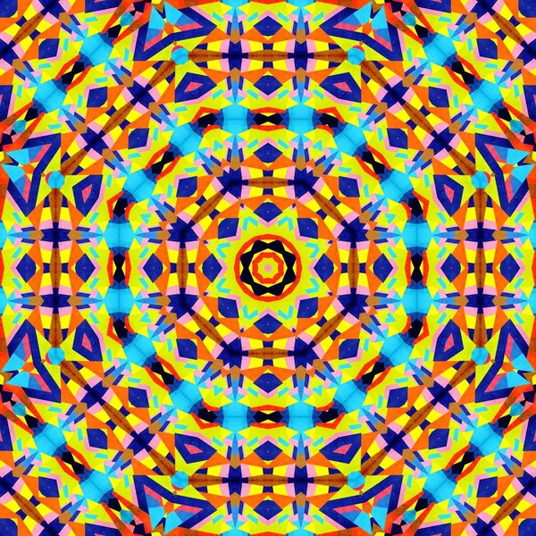 Abstrakte Bunte Sechseck Quadrat Geometrische Nahtlose Muster Symmetrisches Kaleidoskop Mode — Stockfoto