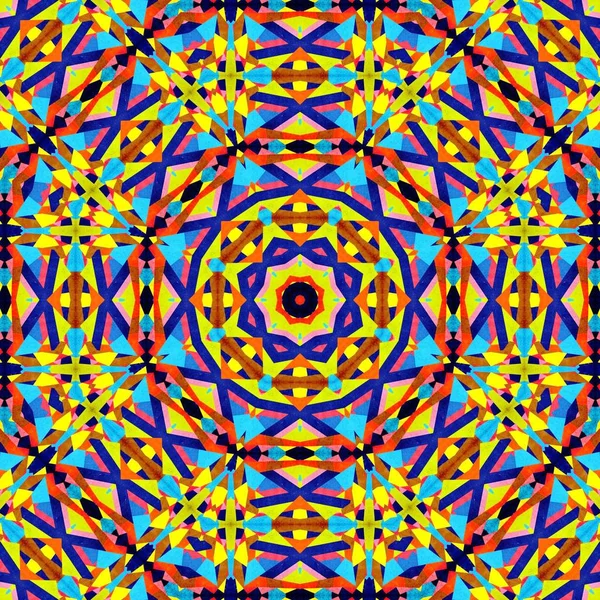 Abstrakte Bunte Sechseck Quadrat Geometrische Nahtlose Muster Symmetrisches Kaleidoskop Mode — Stockfoto