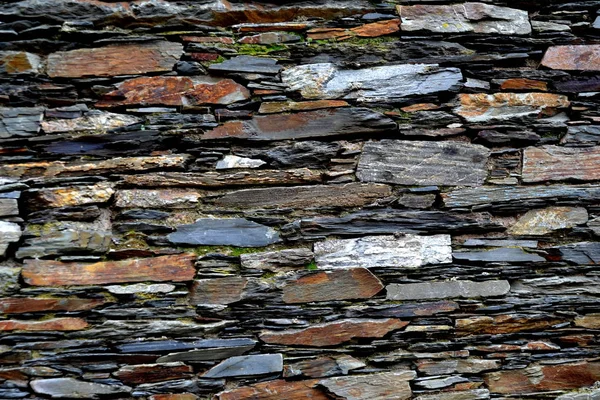 Zavřít Zobrazení Podrobností Staré Tradiční Kamenné Zdi Postavené Břidlice Piodao — Stock fotografie