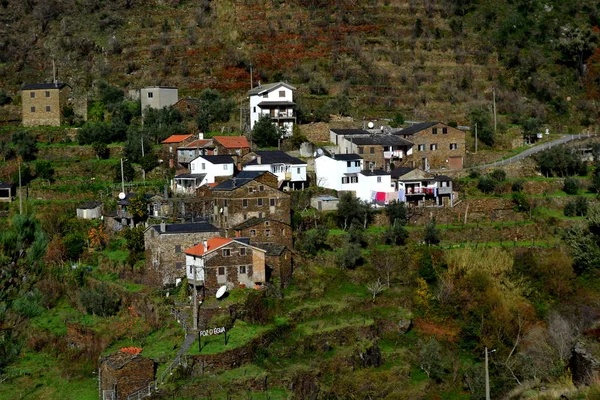 Casas Puentes Tradicionales Foz Egua Cerca Piodao Remoto Pueblo Centro —  Fotos de Stock