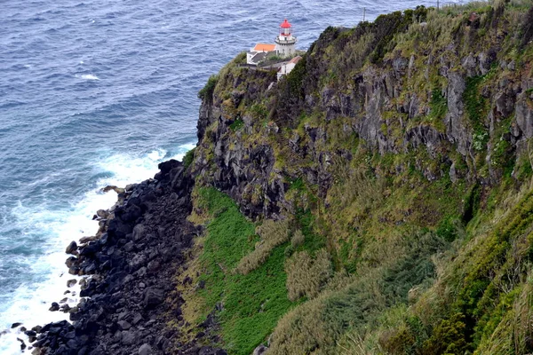 Маяк Ponta Arnel Острове Сан Мигель Азорские Острова — стоковое фото