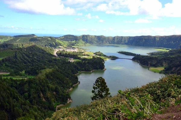 Λιμνοθάλασσα Sete Cidades Σάο Μιγκέλ Αζόρες Πορτογαλία — Φωτογραφία Αρχείου