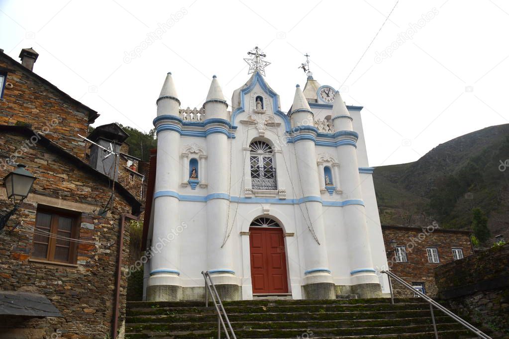 The church of the small village Piodao is a traditional shale village in the mountains, remote village in Central Portugal 