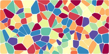 Vitray renkli voronoi fileto, vektör soyut ile. Düzensiz hücre arka plan deseni. 2D geometrik şekiller kılavuz. En boy oranı 2:1