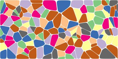 Vitray renkli voronoi fileto, vektör soyut ile. Düzensiz hücre arka plan deseni. 2D geometrik şekiller kılavuz. En boy oranı 2:1