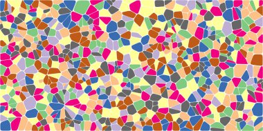 Vitray renkli voronoi fileto, vektör soyut ile. Düzensiz hücre arka plan deseni. 2D geometrik şekiller kılavuz. En boy oranı 2:1
