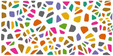Vitray renkli voronoi fileto, vektör soyut ile. Düzensiz hücre arka plan deseni. 2D geometrik şekiller kılavuz. En boy oranı 2:1