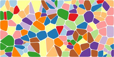Vitray renkli voronoi fileto, vektör soyut ile. Düzensiz hücre arka plan deseni. 2D geometrik şekiller kılavuz. En boy oranı 2:1