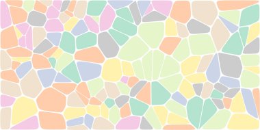 Vitray renkli voronoi fileto, vektör soyut ile. Düzensiz hücre arka plan deseni. 2D geometrik şekiller kılavuz. En boy oranı 2:1