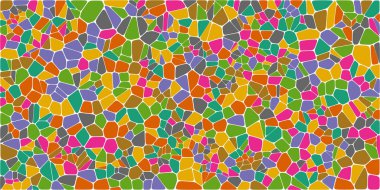 Vitray renkli voronoi fileto, vektör soyut ile. Düzensiz hücre arka plan deseni. 2D geometrik şekiller kılavuz. En boy oranı 2:1