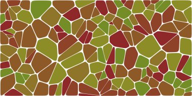 Vitray renkli voronoi fileto, vektör soyut ile. Düzensiz hücre arka plan deseni. 2D geometrik şekiller kılavuz. En boy oranı 2:1