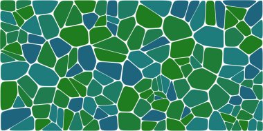 Vitray renkli voronoi fileto, vektör soyut ile. Düzensiz hücre arka plan deseni. 2D geometrik şekiller kılavuz. En boy oranı 2:1