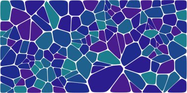 Vitray renkli voronoi fileto, vektör soyut ile. Düzensiz hücre arka plan deseni. 2D geometrik şekiller kılavuz. En boy oranı 2:1