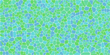 Vitray renkli voronoi fileto, vektör soyut ile. Düzensiz hücre arka plan deseni. 2D geometrik şekiller kılavuz. En boy oranı 2:1