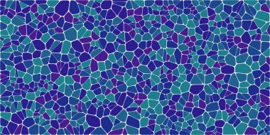 Vitray renkli voronoi fileto, vektör soyut ile. Düzensiz hücre arka plan deseni. 2D geometrik şekiller kılavuz. En boy oranı 2:1