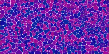 Vitray renkli voronoi fileto, vektör soyut ile. Düzensiz hücre arka plan deseni. 2D geometrik şekiller kılavuz. En boy oranı 2:1