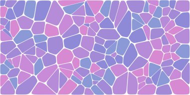 Vitray renkli voronoi fileto, vektör soyut ile. Düzensiz hücre arka plan deseni. 2D geometrik şekiller kılavuz. En boy oranı 2:1