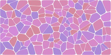 Vitray renkli voronoi fileto, vektör soyut ile. Düzensiz hücre arka plan deseni. 2D geometrik şekiller kılavuz. En boy oranı 2:1