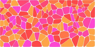 Vitray renkli voronoi fileto, vektör soyut ile. Düzensiz hücre arka plan deseni. 2D geometrik şekiller kılavuz. En boy oranı 2:1