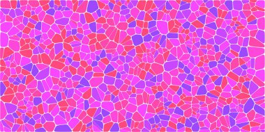 Vitray renkli voronoi fileto, vektör soyut ile. Düzensiz hücre arka plan deseni. 2D geometrik şekiller kılavuz. En boy oranı 2:1