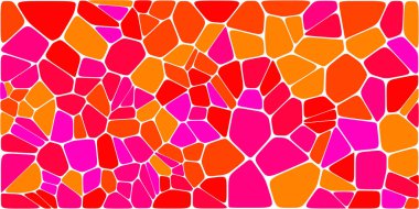 Vitray renkli voronoi fileto, vektör soyut ile. Düzensiz hücre arka plan deseni. 2D geometrik şekiller kılavuz. En boy oranı 2:1