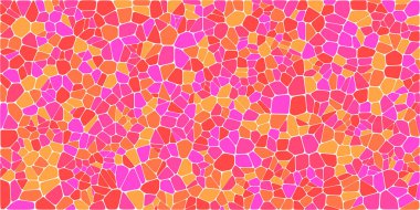 Vitray renkli voronoi fileto, vektör soyut ile. Düzensiz hücre arka plan deseni. 2D geometrik şekiller kılavuz. En boy oranı 2:1