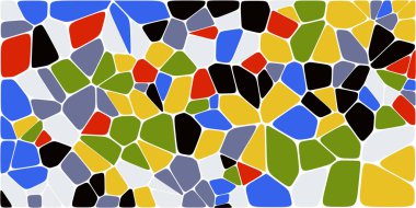 Vitray renkli voronoi fileto, vektör soyut ile. Düzensiz hücre arka plan deseni. 2D geometrik şekiller kılavuz. En boy oranı 2:1