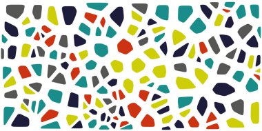 Vitray renkli voronoi fileto, vektör soyut ile. Düzensiz hücre arka plan deseni. 2D geometrik şekiller kılavuz. En boy oranı 2:1