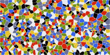 Vitray renkli voronoi fileto, vektör soyut ile. Düzensiz hücre arka plan deseni. 2D geometrik şekiller kılavuz. En boy oranı 2:1