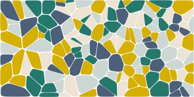 Vitray renkli voronoi fileto, vektör soyut ile. Düzensiz hücre arka plan deseni. 2D geometrik şekiller kılavuz. En boy oranı 2:1