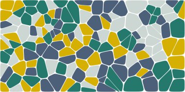 Vitray renkli voronoi fileto, vektör soyut ile. Düzensiz hücre arka plan deseni. 2D geometrik şekiller kılavuz. En boy oranı 2:1