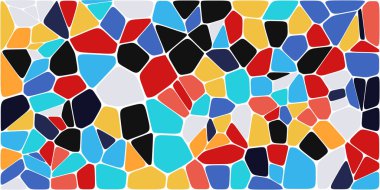 Vitray renkli voronoi fileto, vektör soyut ile. Düzensiz hücre arka plan deseni. 2D geometrik şekiller kılavuz. En boy oranı 2:1