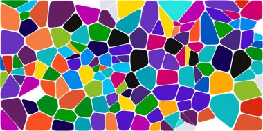 Vitray renkli voronoi fileto, vektör soyut ile. Düzensiz hücre arka plan deseni. 2D geometrik şekiller kılavuz. En boy oranı 2:1