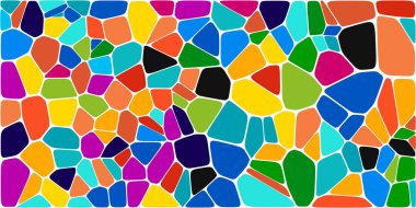 Vitray renkli voronoi fileto, vektör soyut ile. Düzensiz hücre arka plan deseni. 2D geometrik şekiller kılavuz. En boy oranı 2:1