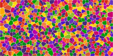 Vitray renkli voronoi fileto, vektör soyut ile. Düzensiz hücre arka plan deseni. 2D geometrik şekiller kılavuz. En boy oranı 2:1