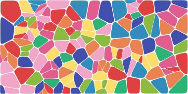 Vitray renkli voronoi fileto, vektör soyut ile. Düzensiz hücre arka plan deseni. 2D geometrik şekiller kılavuz. En boy oranı 2:1